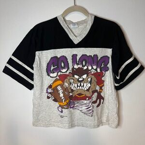 Vintage 1995 TAZ Looney Tunes GO LONG Football Shirt FREEZE